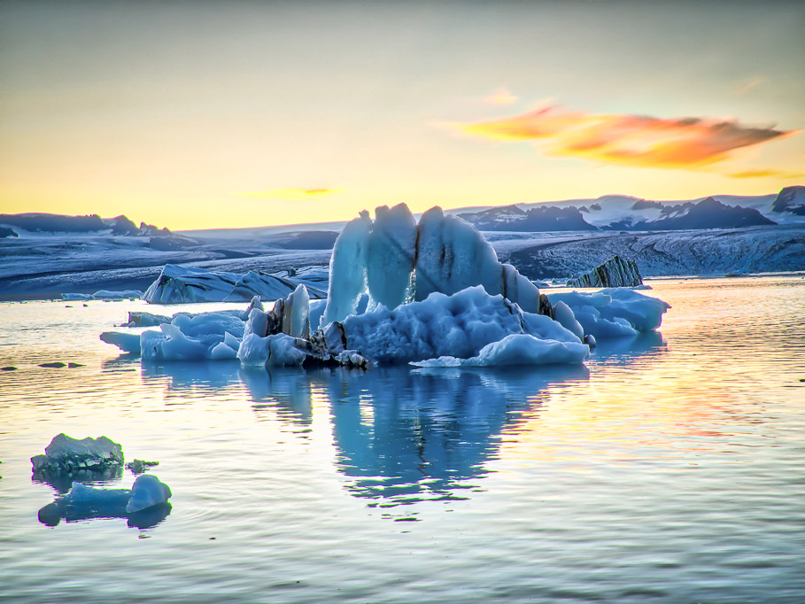 Iceberg Sunset at Jokulsarlon Lagoon
